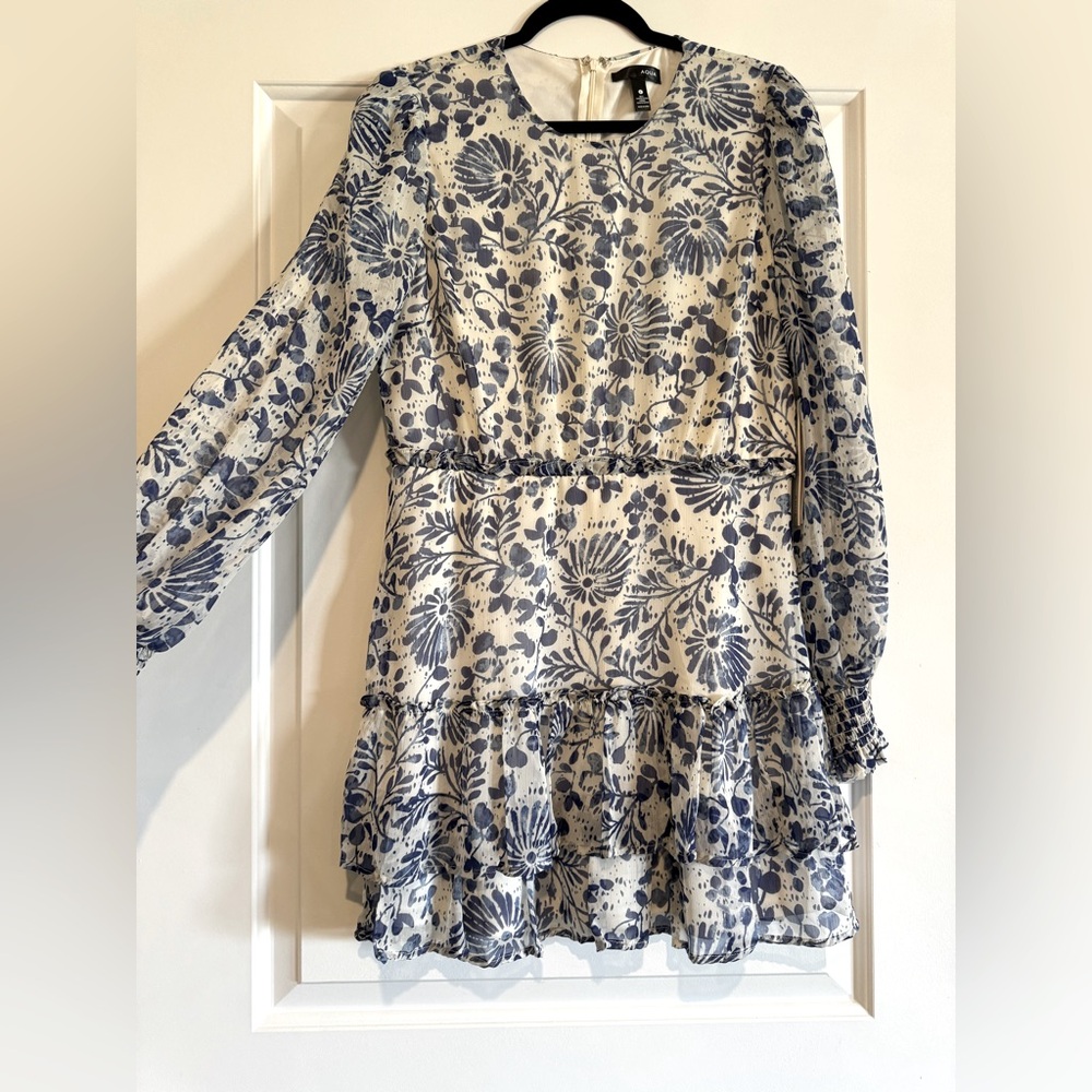 Aqua blue floral print dress. NWT